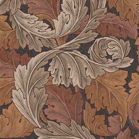 Large Victorian Acanthus Orange Wallpaper