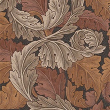 Large Victorian Acanthus Orange Wallpaper