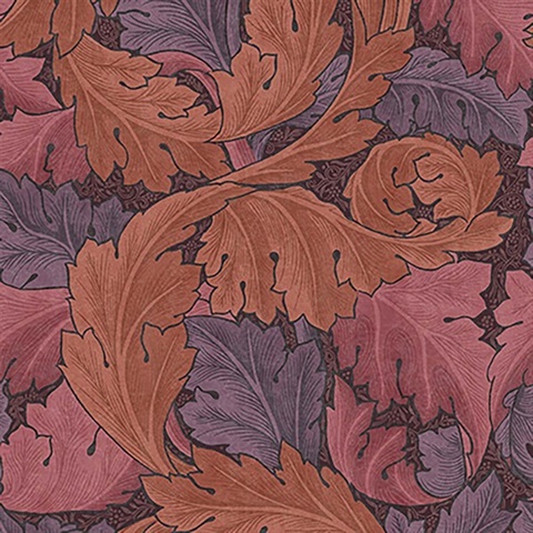Large Victorian Acanthus Purple & Orange Wallpaper