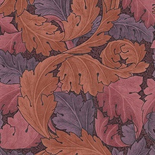 Large Victorian Acanthus Purple & Orange Wallpaper