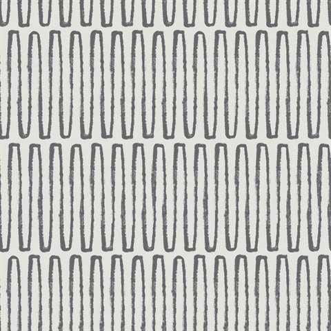 Lars Charcoal Retro Distressed Wave  Wallpaper
