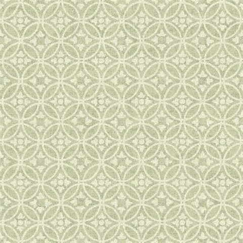 Larsson Green Textured Ogee Wallpaper