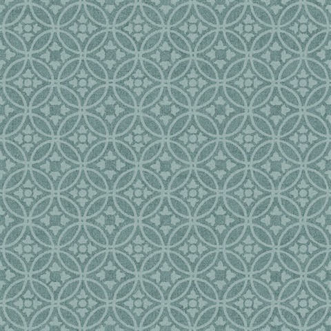 Larsson Teal Textured Ogee Wallpaper