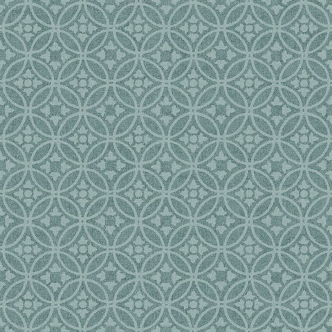 Larsson Teal Textured Ogee Wallpaper