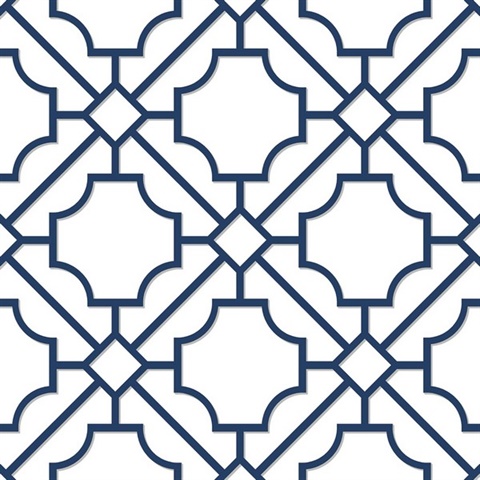 Lattice Geo Geometric Navy Blue Peel and Stick Wallpaper