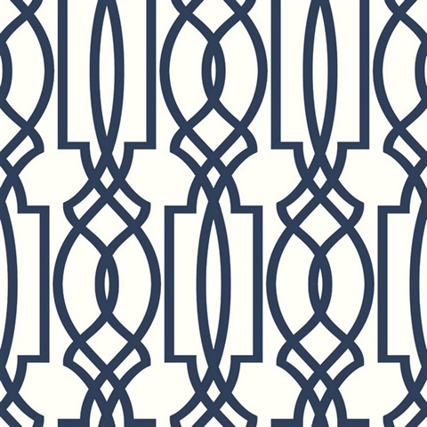 Lattice Navy Deco Lattice Navy & White Peel and Stick Wallpaper