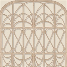 Lattice Rattan Panels Beige Wallpaper