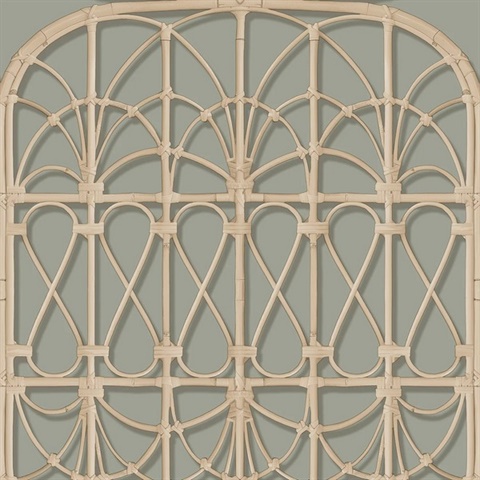 Lattice Rattan Panels Grey Wallpaper