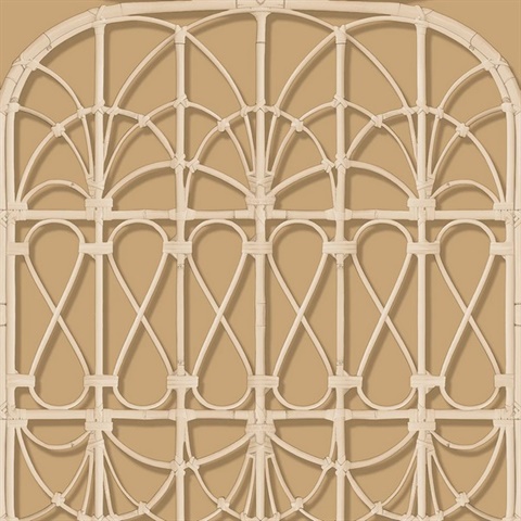 Lattice Rattan Panels Mustard Wallpaper