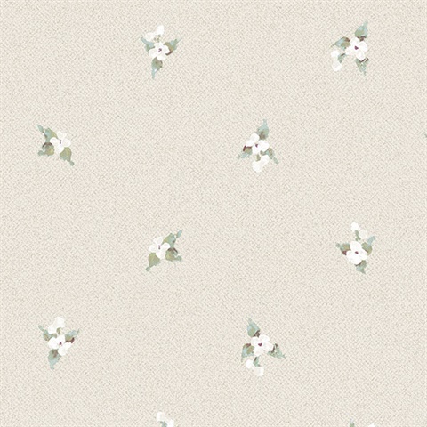 Laurel Spots Turquoise, White & Grey Wallpaper