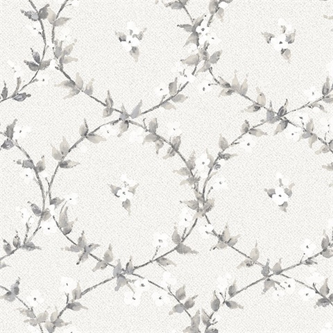 Laurel Vines Light Grey Wallpaper