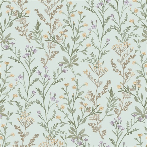 Laverne Aquamarine Wildflowers Wallpaper