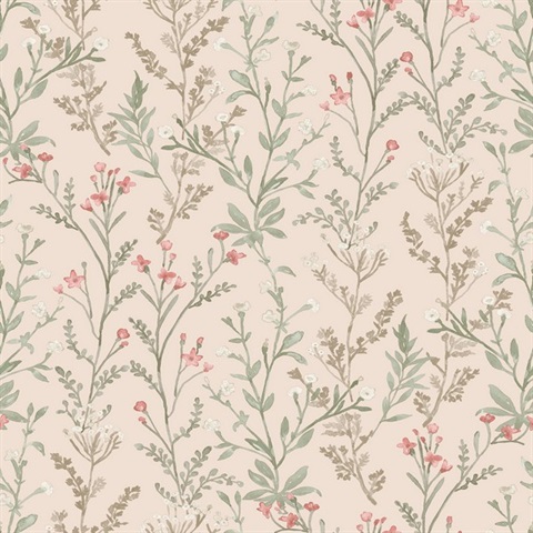 Laverne Blush Wildflowers Wallpaper