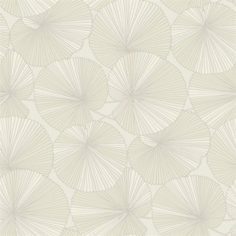 Layered Cream Lily Pads Wallpaper