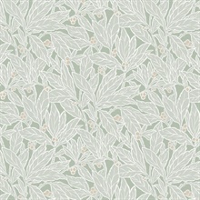 Leaf and Berry Green Wallpaper