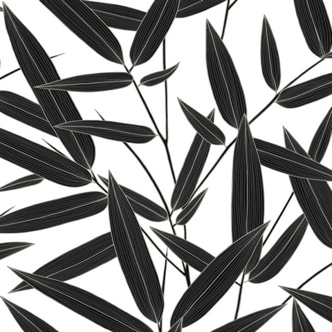 Leaf Branch Trail Botanical Ebony Peel and Stick Wallpaper