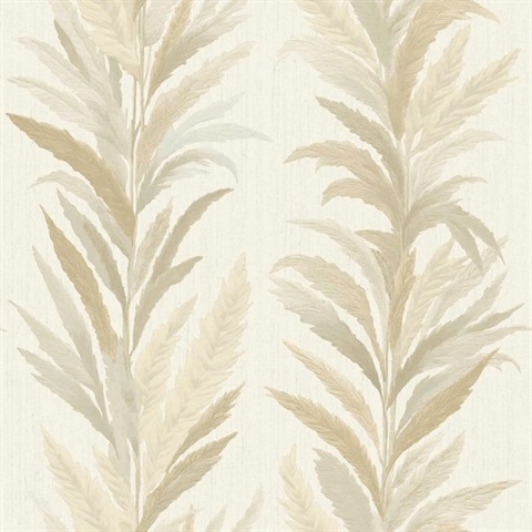 Leaf Flourish Beige Gold Italian Wallpaper