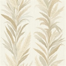 Leaf Flourish Beige Gold Italian Wallpaper
