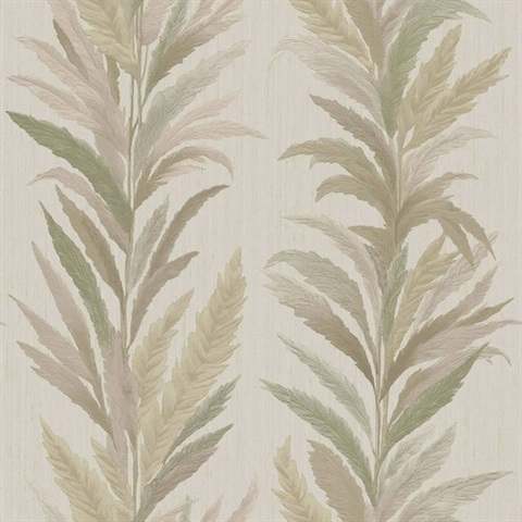 Leaf Flourish Beige Green Italian Wallpaper