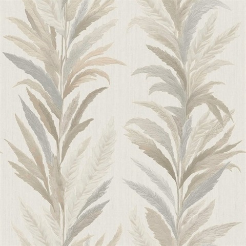 Leaf Flourish Beige Grey Italian Wallpaper