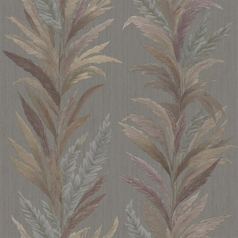 Leaf Flourish Grey Bronze Italian Wallpaper