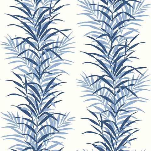 Leaf Stripe Botanical Carolina Blue Peel and Stick Wallpaper