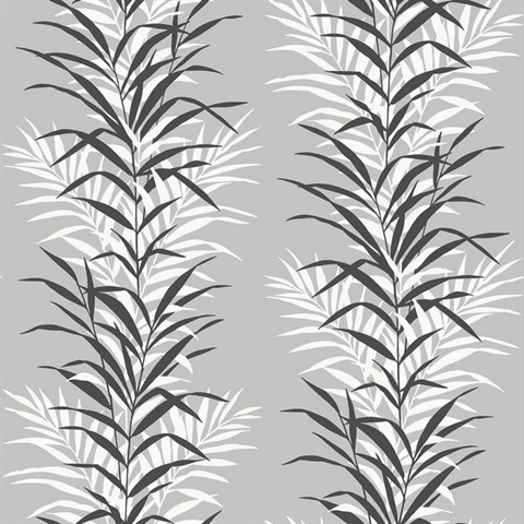 Leaf Stripe Botanical Monochrome Peel and Stick Wallpaper