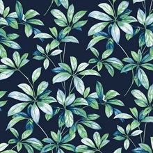 Leaf Trail Botanical Navy & Spearmint Peel and Stick Wallpaper