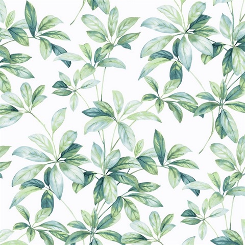 Leaf Trail Botanical Seaglass Peel and Stick Wallpaper