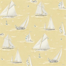 Leeward Yellow Sailboat Watercolor Paint Nautical Wallpaper