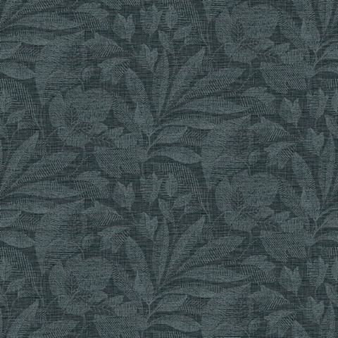 Lei Dark Blue Leaf Wallpaper