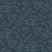 Lei Navy Blue Textured Etched Leaves Wallpaper