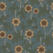 Leilani Blue Floral Wallpaper