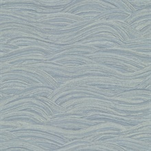 Leith Blue Textured Horizontal Zen Waves Wallpaper