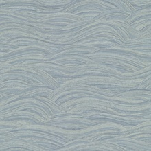 Leith Blue Textured Horizontal Zen Waves Wallpaper