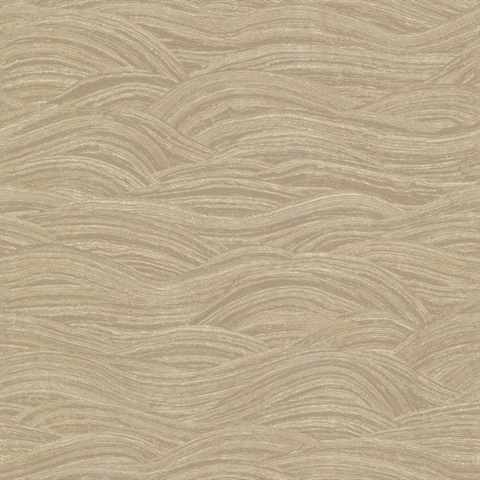 Leith Gold Textured Horizontal Zen Waves Wallpaper