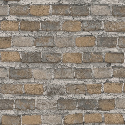 Lennox Taupe Textured Brick Wallpaper