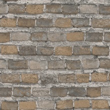Lennox Taupe Textured Brick Wallpaper