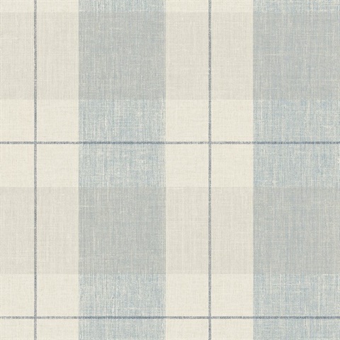 Lenox Hill Plaid Blue & Beige Peel and Stick Wallpaper