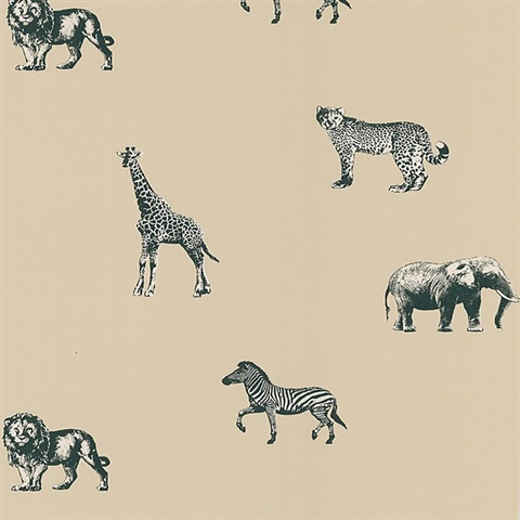 Leo Beige Safari Animals Wallpaper