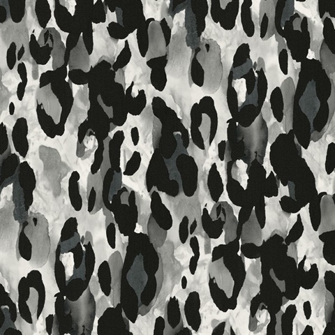 Leopard Print Animal Print Anchored Grey Peel and Stick Wallpaper