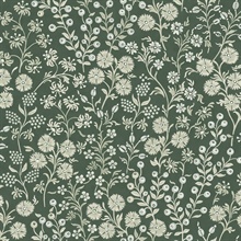 Liana Evergreen Raised Berry &amp; Floral  Wallpaper