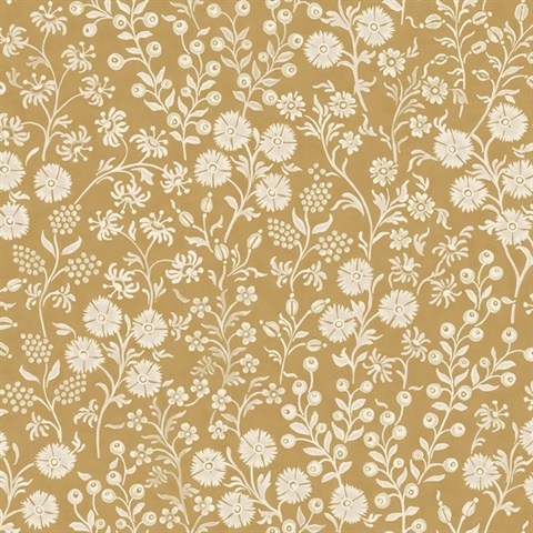 Liana Gold Raised Berry & Floral  Wallpaper