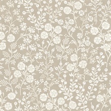 Liana Taupe Raised Berry & Floral  Wallpaper