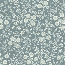 Liana Teal Raised Berry &amp; Floral  Wallpaper