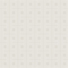 Light Beige Metallic Interlocking Geometric Art Deco Squares Wallpaper