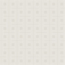 Light Beige Metallic Interlocking Geometric Art Deco Squares Wallpaper