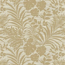 Light Beige Tropical Leaf Textile String Wallpaper