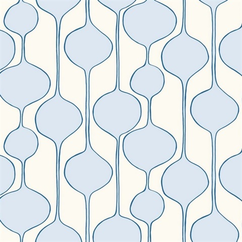 Light Blue Abstract Retro Ogee Wallpaper