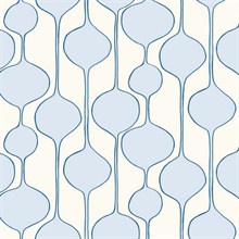 Light Blue Abstract Retro Ogee Wallpaper
